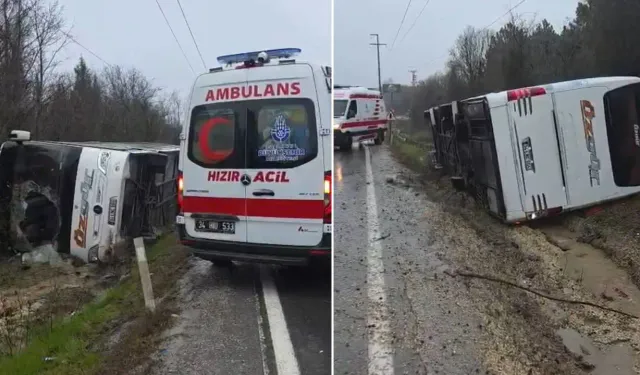 Çatalca'da otobüs devrildi: Çok sayıda yaralı var!