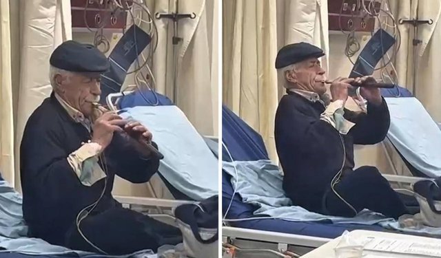 ‘Acımı hafifletiyor’ deyip acil serviste zurna çaldı