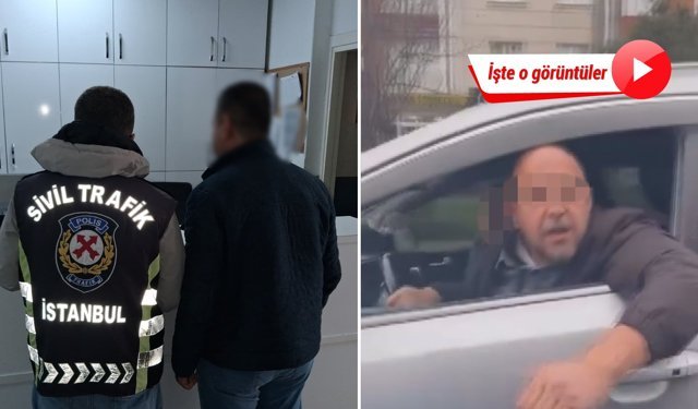 Trafikte yol kavgası! Kadına saldıran sürücü gözaltına alındı