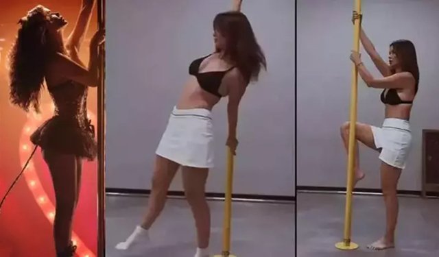 Ünlü oyuncudan yürek hoplatan direk dansı!