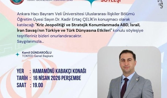 TOKFED'ten Kriz Jeopolitiği söyleşisine davet
