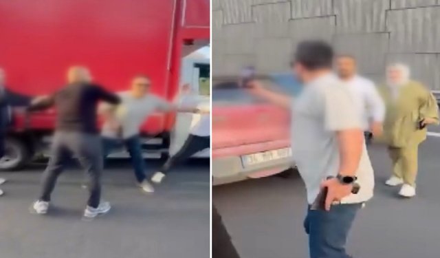 Trafikte tartıştığı aracın önünü kesen polis, havaya ateş açtı!