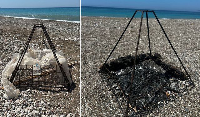 Pes dedirten görüntü: Deniz kaplumbağası 'koruma kafesi'nde mangal yaptılar!