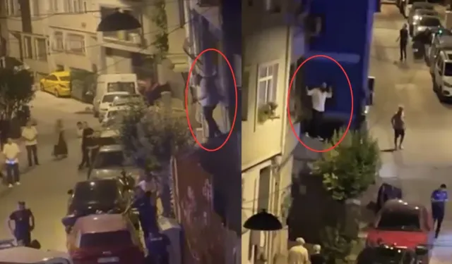 Eve tırmanan eski sevgili mahalleyi ayağa kaldırdı