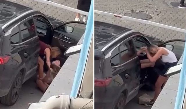İki kadın arasındaki saç saça kavga kamerada