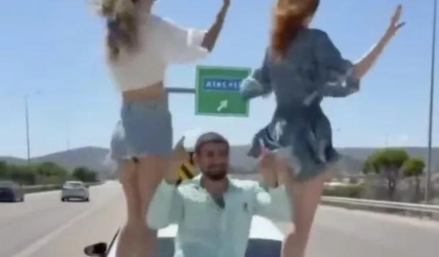 Otoyolda araç üzerinde dansa soruşturma başlatıldı!