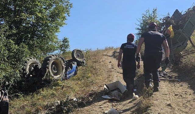 Şarampole devrilen traktörün 15 yaşındaki sürücüsü ağır yaralandı