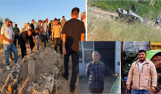 Tarlaya devrilen otomobilde hayatını kaybeden baba-oğul toprağa verildi