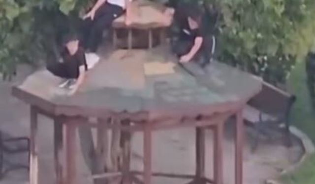 İstanbul'da parkta tepki çeken görüntüler: Bir grup çocuk çardaklara zarar verdi!
