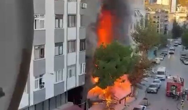 5 katlı binanın altındaki market alev alev yandı!