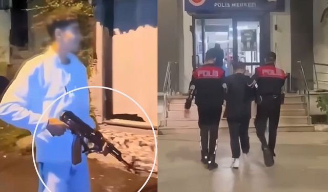 14 yaşındaki çocuk, husumetlisine  gözdağı için kalaşnikofla havaya ateş açtı!