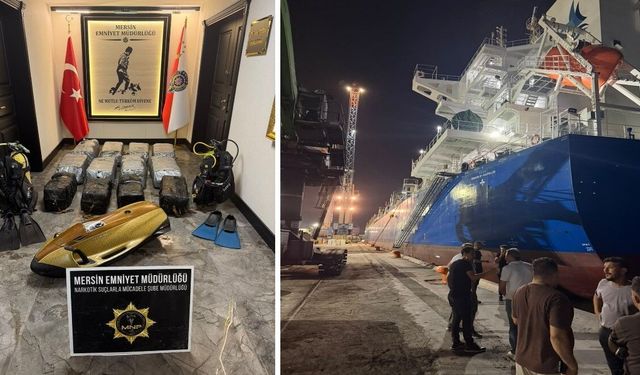 Mersin Limanı'nda geminin altına gizlenmiş 350 kilo kokain ele geçirildi