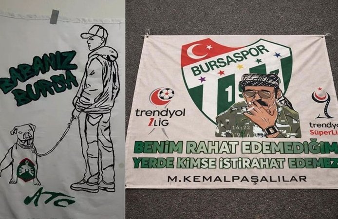 Bursaspor taraftarından Amedspor’a yönelik ‘JİTEM’ci Ersever – Pala’ pankartları
