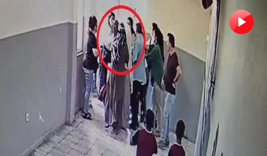 Kadın öğretmene okulda saldırı; olay kamerada