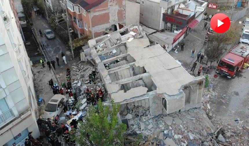 Gebze'deki 7 katlı binanın çökme anı ortaya çıktı