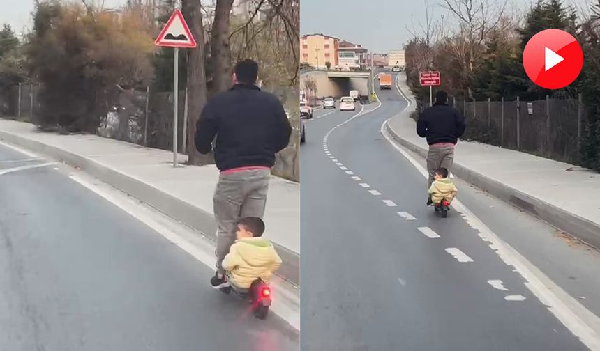 Sultangazi'de elektrikli skuter ile tehlikeli yolculuk kamerada