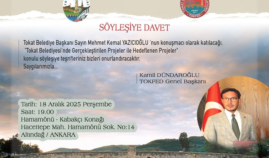 Tokat Belediye Başkanı Hamamönü’nde söyleşi yapacak