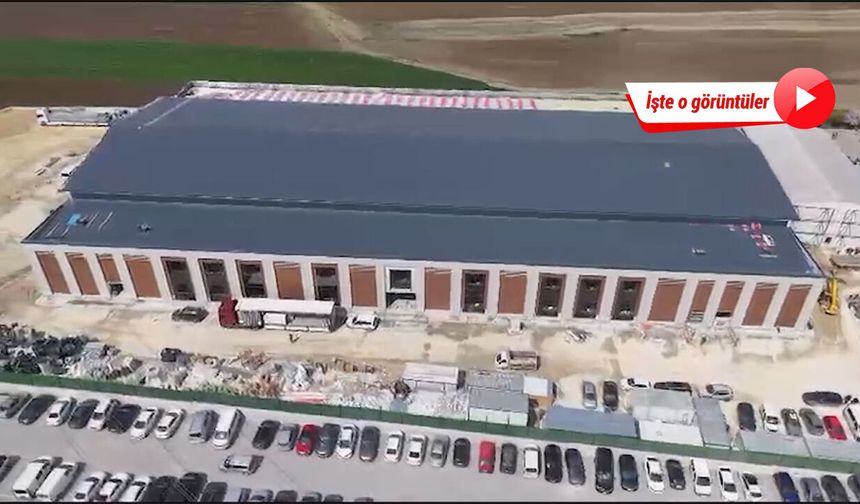 Silivri'de yapımı süren yeni duruşma salonu havadan görüntülendi