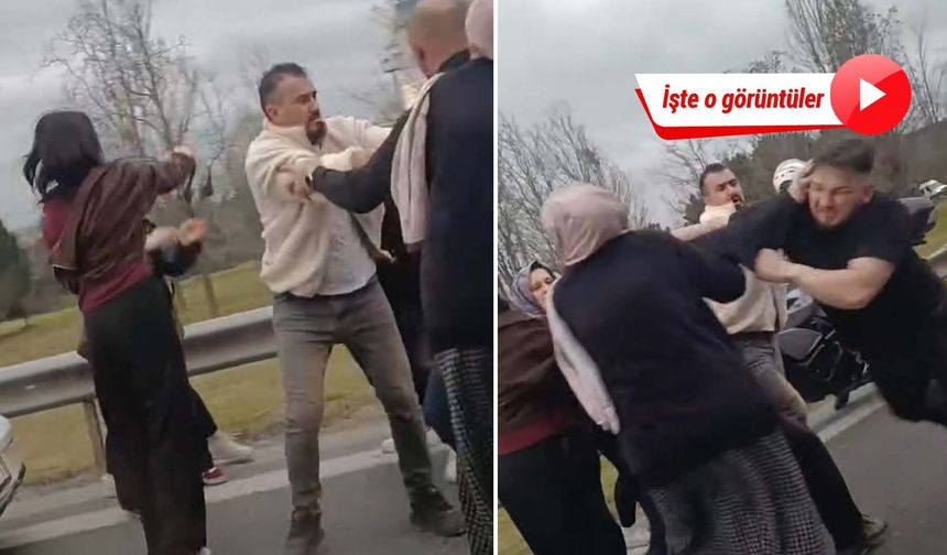 Ümraniye'de trafikte tekmeli yumruklu yol kavgası!