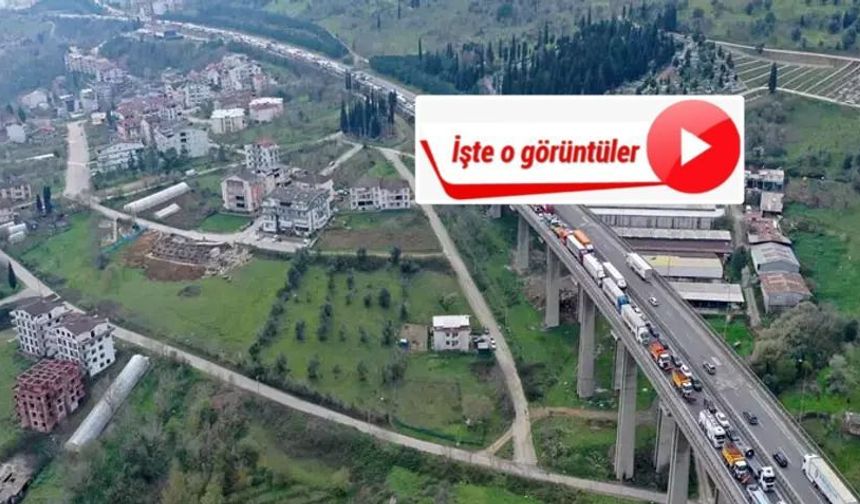 TEM’de 2 TIR ve 2 otomobil çarpıştı, trafik kilitlendi; İşte o görüntüler