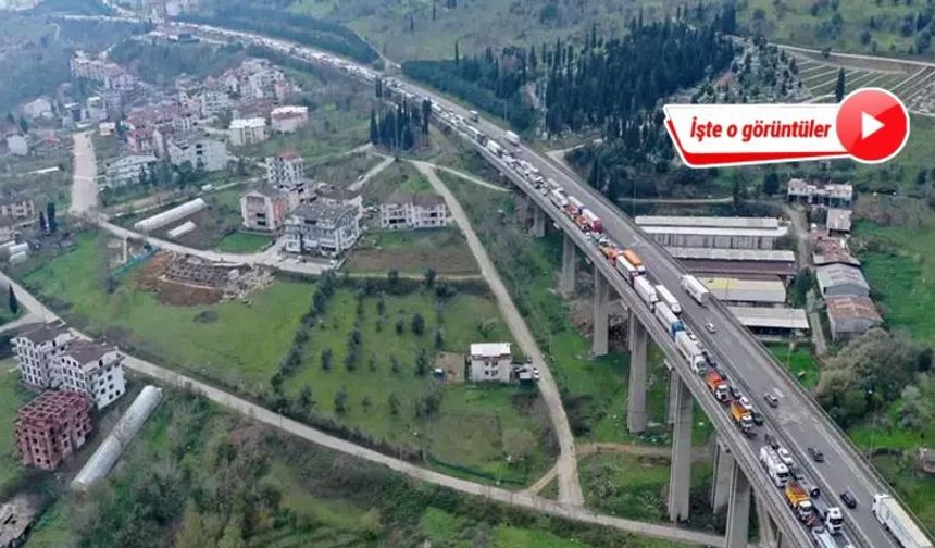 TEM’de 2 TIR ve 2 otomobil çarpıştı, trafik kilitlendi