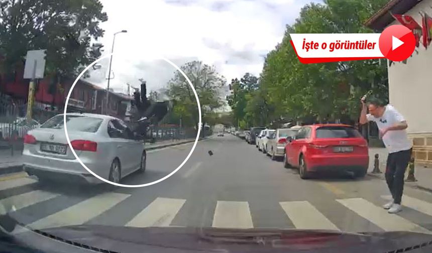 Ankara'da yaya geçidinde 2 kişiye otomobil çarptı: Kaza anı kamerada