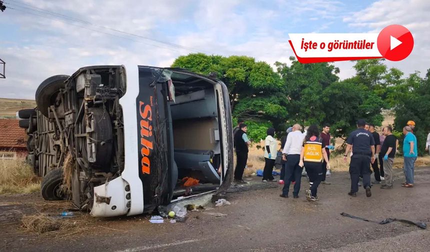 Kırıkkale'de 1 kişinin öldüğü, 40 kişinin yaralandığı otobüs kazasının görüntüleri ortaya çıktı