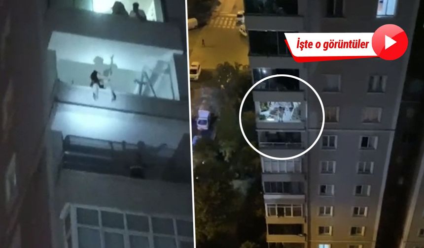 8. kattaki evinin balkon duvarına çıkıp dans eden kadın, korku dolu anlar yaşattı!