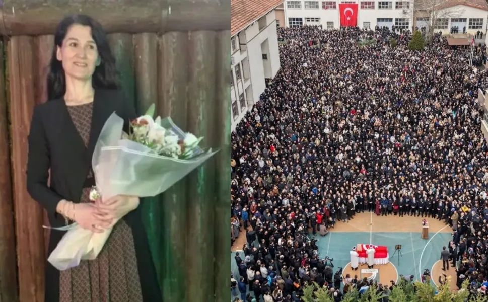 Öğrencisinin öldürdüğü Fatma Nur öğretmen için okulda cenaze töreni düzenlendi