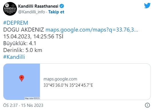 akdenizde deprem