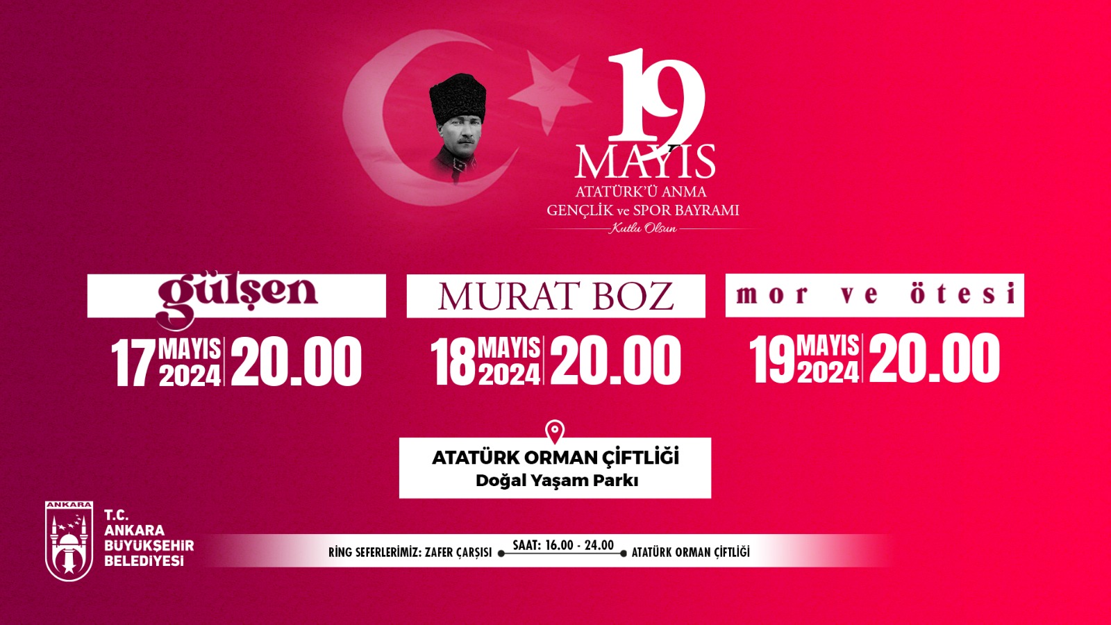 Ankara’da 19 Mayıs Gülşen, Murat Boz Ve Mor Ve Ötesi Konserleri Ile Kutlanacak