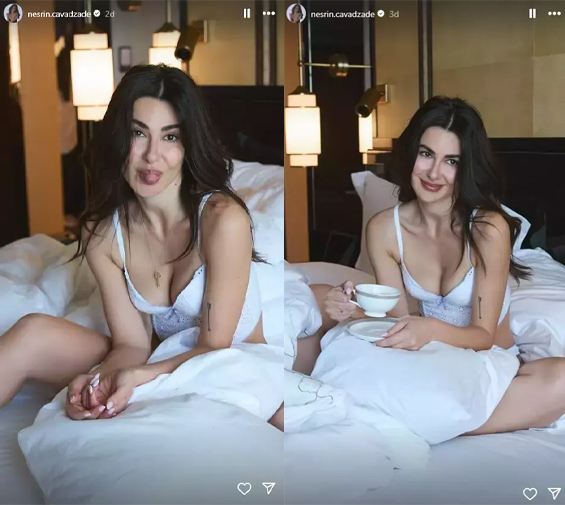 Nesrin Cavadzade'nin Iç Çamaşırıyla Verdiği Yatak Odası Pozu Olay Oldu