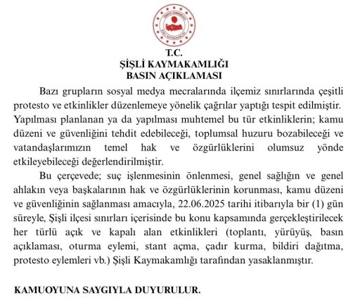 Şişli Kaymakamlığı Onur Yürüyüşü Engeli