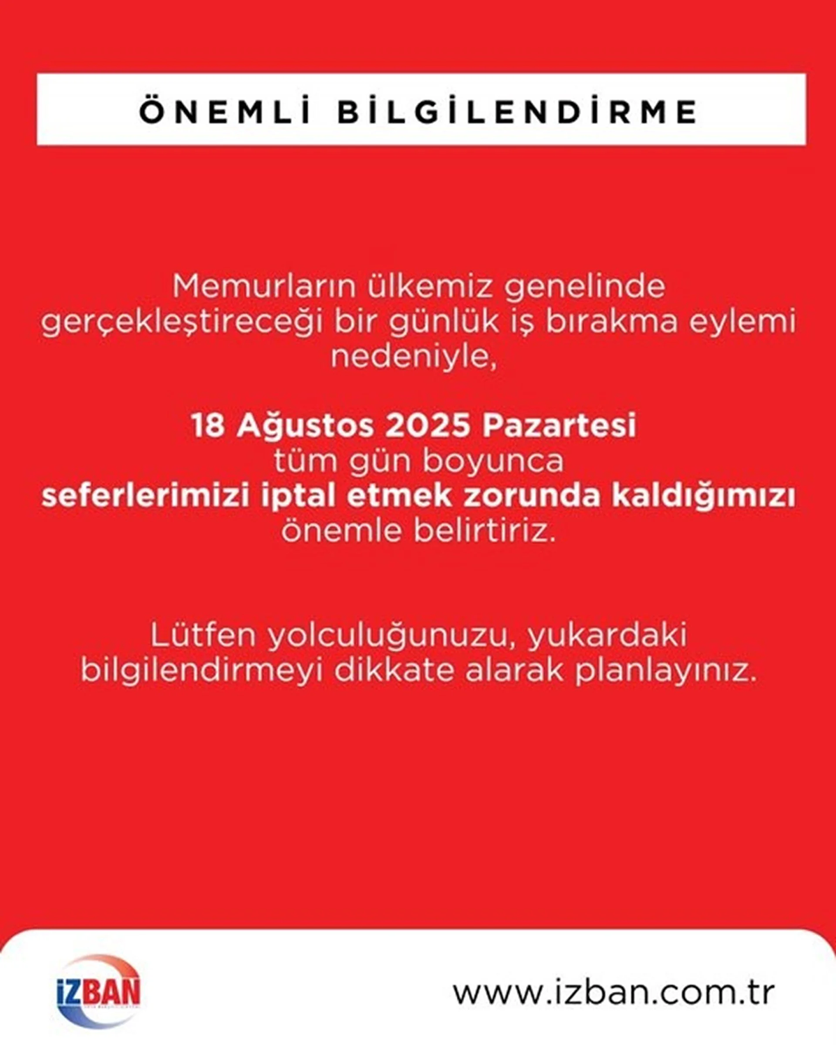 Izban Sefeleri Iptal