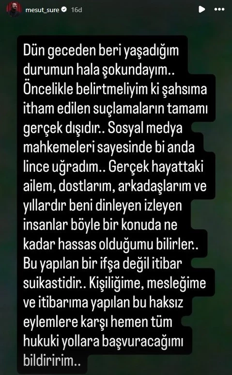 Mesut Süre Açıklama