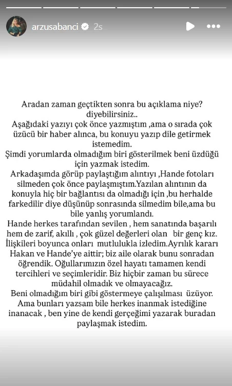 Arzu Sabancı Açıklama