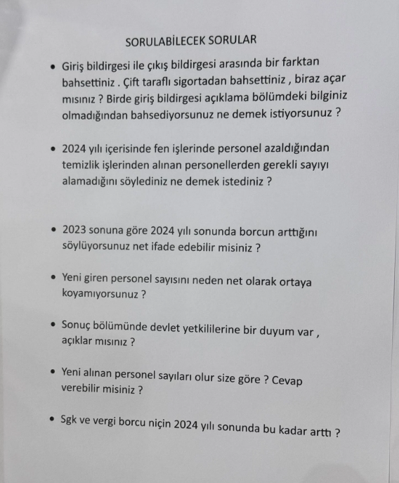 Sorulabilecek Sorular