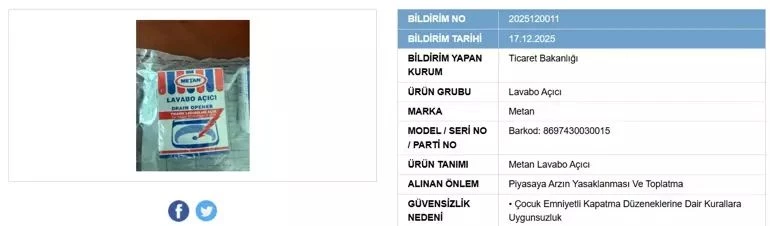 Ticaret Bakanlığı Lavabo Açıcı