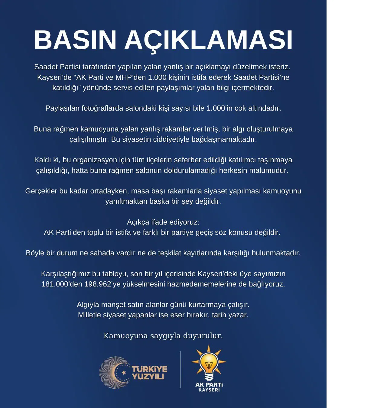 Istifa Açıklaması.