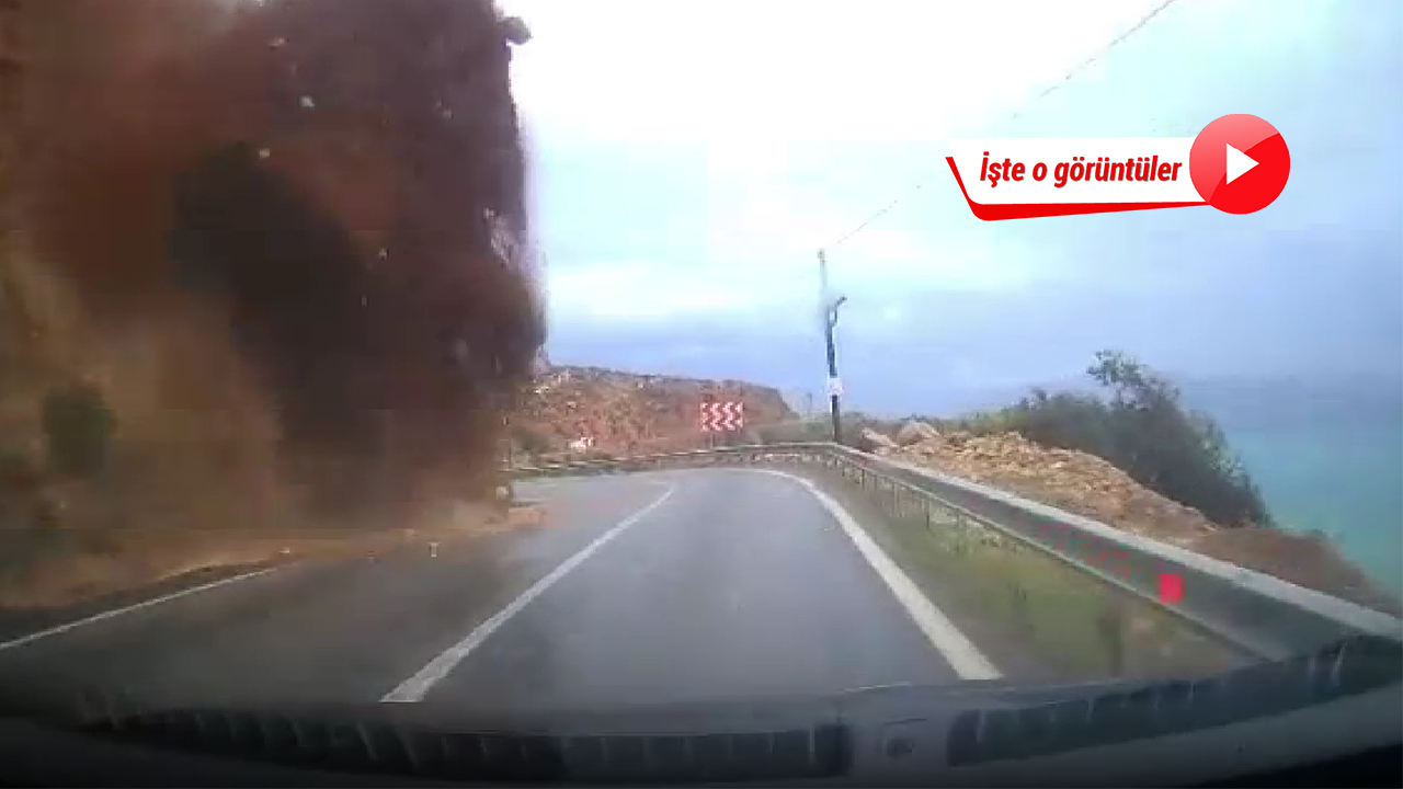 Mersin'de bir cip kaya parçalarının altında kaldı! Dehşet anları kamerada