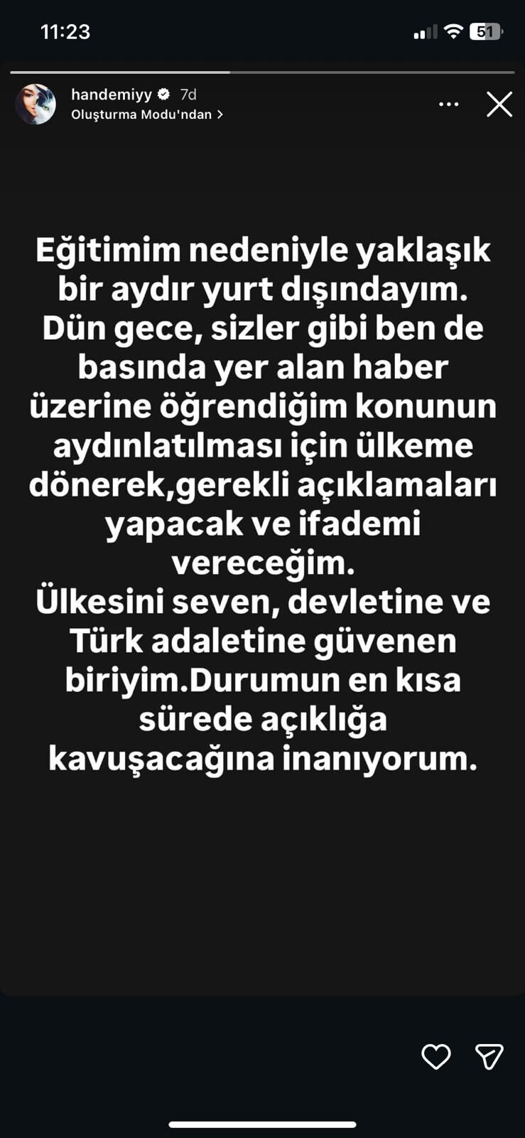 hande erçel açıklama