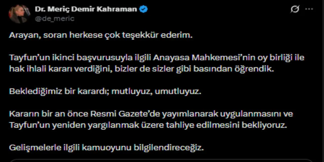 Zgur Ozelden Tayfun Kahraman Aciklamasi Aym Karari Sonrasi Paylasti 3