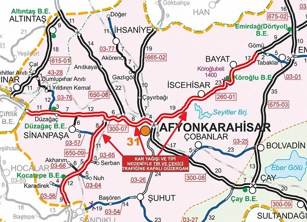 Kar Yağışı Ulaşıma Kapanan Yollar