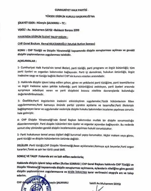Kılıçdaroglu Ihrac Talebı