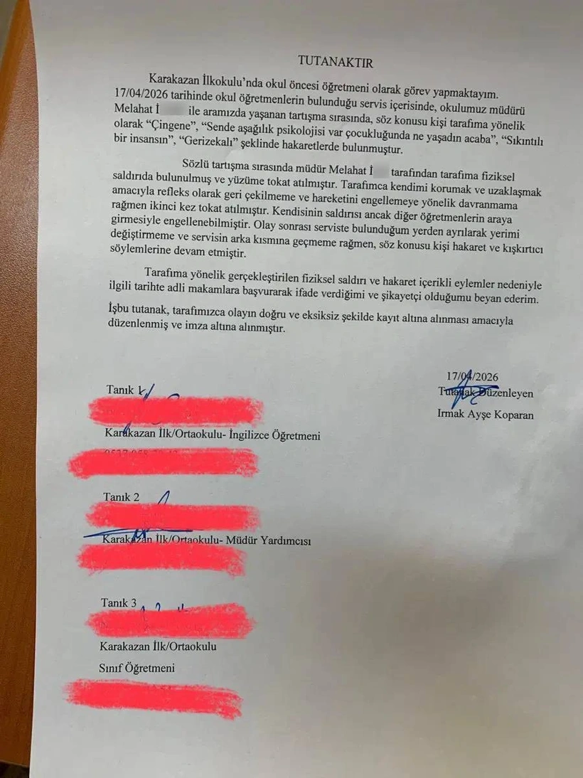 Irmak Öğretmen Tutanak